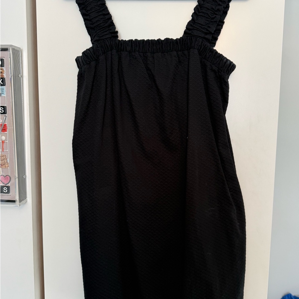 Something Navy Textured Black Midi Dress
